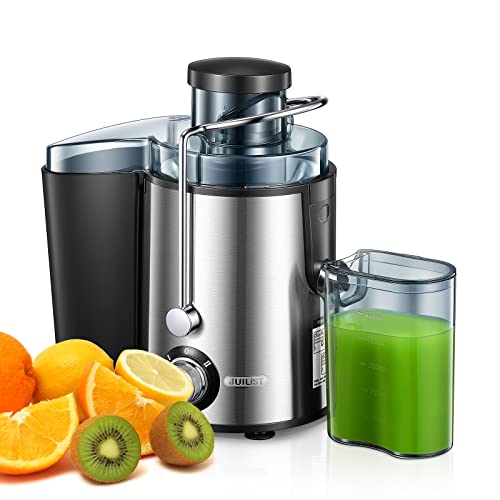 Juicer Machines Juilist New Generation Compact Centrifugal Juicer Extractor for Fruits and Vegetables with 3 Wide Feed Chute Easy to Clean with AntiDrip BPAFree Recipe  Brush Included 400w